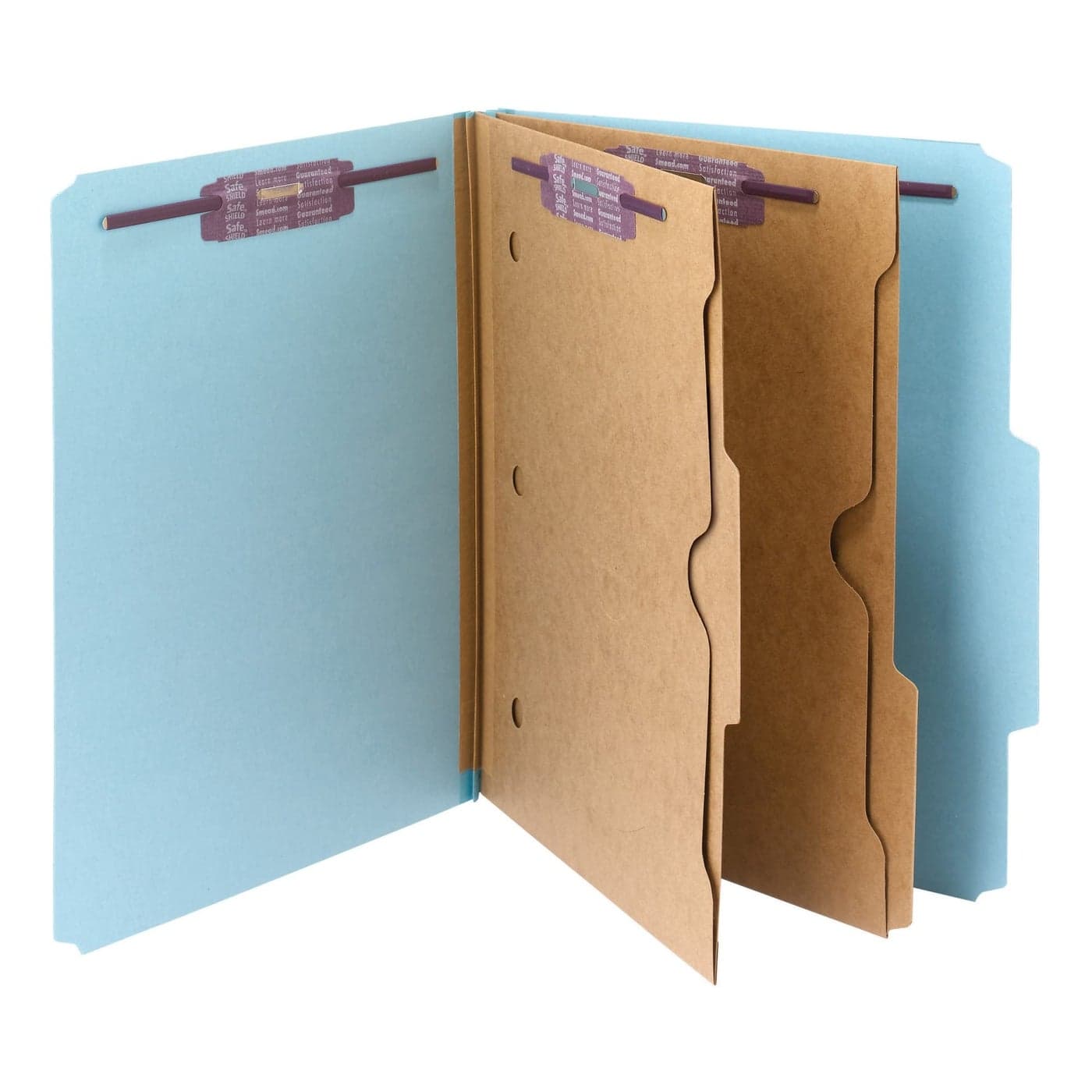Smead Pressboard Classification File Folder with SafeSHIELD Fasteners 2 Pocket Dividers 2 Expansion Letter Size Blue 10 per Box 14081