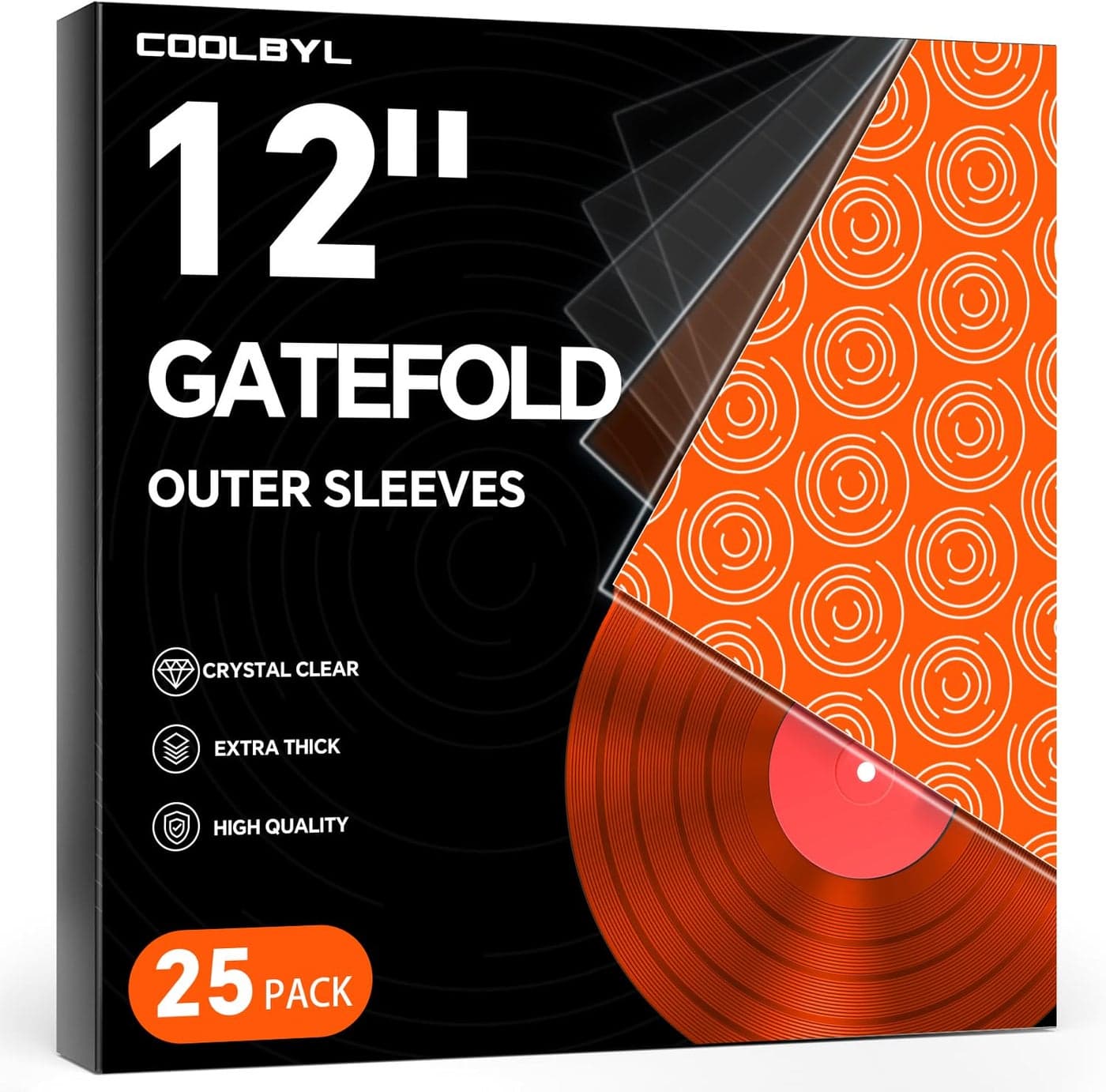 25ct Gatefold Vinyl Outer Sleeves - 12 Inch Record Protective Sleeves, Premium Gatefold Sleeves for Album Cover, Vinyl Sleeves for LP Record Storage, Instantly View Artwork, Crystal Clear 4 Mil Thick