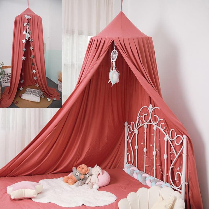 Princess Bed Canopy for Girls Extra Large Hanging Canopy for Bed Dreamy Play Tent for Girls Room Bedroom Decoration Breathable Canopy Bed Curtain for Children Reading Nook Rose Red