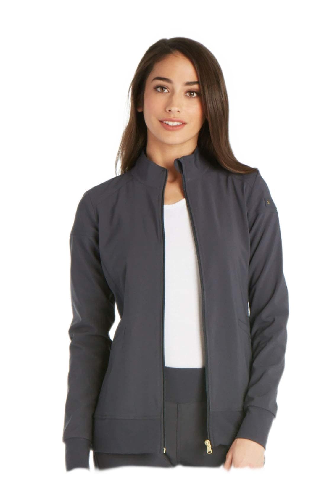 Cherokee iFlex CK303 Zip Front Warm-Up Jacket Pewter S