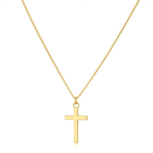 Rotnso Cross Necklace for Women 14K Gold Plated Dainty Small Cross Pendant Choker Simple Trendy Cute Cross Charm Box Chain Necklace Easter Basket Stuffers Baptism Religious Faith Jewelry Gift