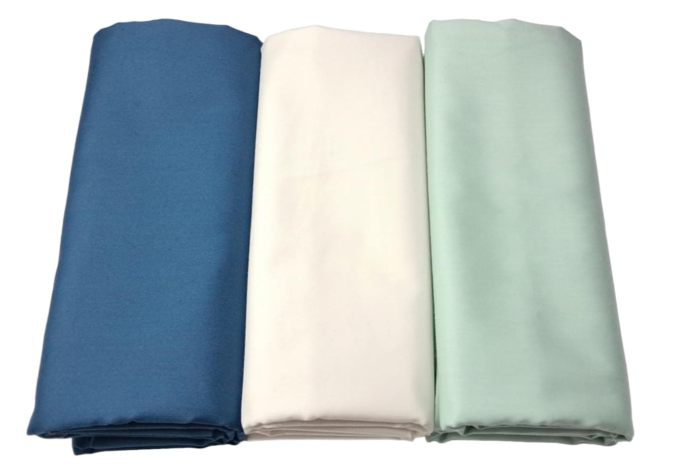 MAMRAJ Men's 100% pure Giza Cotton Unstitched Shirt Fabric 2.5 Meter ( Ethnic, Formal, Casual, summer wear.) ( Trendy Satin Shirts ) Set of 3 Shirt (Dark Sea Blue, Cream, Light Green)