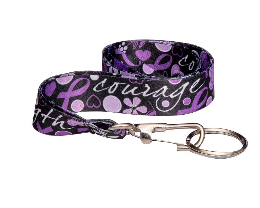 Fundraising For A Cause Purple Ribbon Hope Strength Lanyard/Badge Holder - Raise Awareness with Style and Purpose (1 Lanyard)