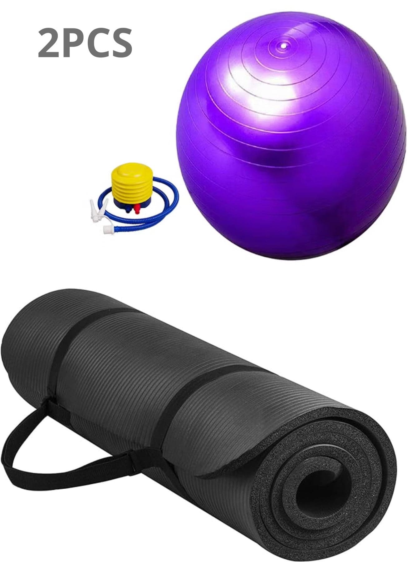 Yoga Mat Set with Stabilization Ball for Yoga Fitness Exercise with Air Pump