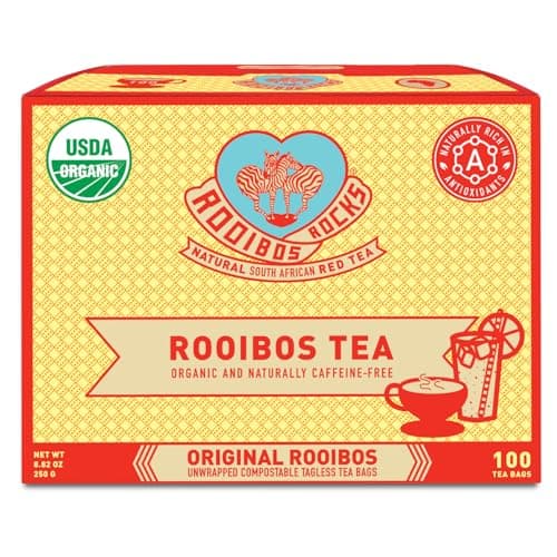 Rooibos Rocks Herbal Tea Bags Naturally Sweet Red Rooibos Tea Organic for Children Pregnant Women Low Tannin GlutenFree and Caffeine Free Bags Sustainably and Ethically Farmed 100 Count