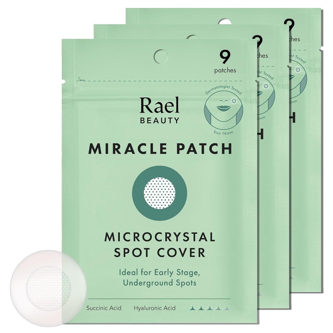 Rael Pimple Patches Miracle Microcrystal Spot Cover Hydrocolloid Acne Patch with Tea Tree Oil Early Stage Zits and Blemish Korean Skin Care Vegan Cruelty Free 27 Count