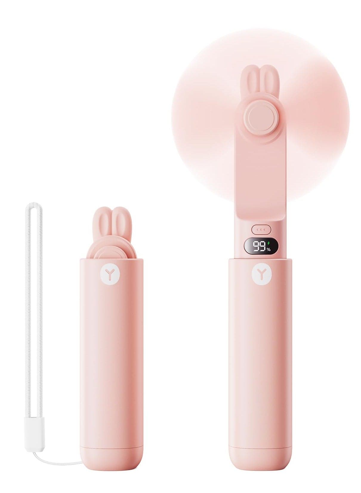 Compact USB Rechargeable Handheld Fan with LED Display, Cute Mini Travel Fan for Women and Girls, Ideal for Eyelash Extensions and On-the-Go Use