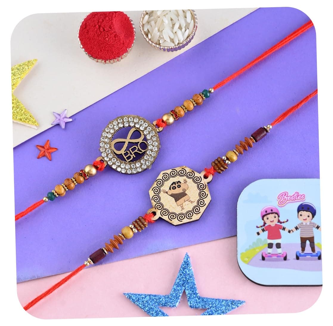 CraftVatika Rakhi with Magnet Gift for Brother Boy Kids Sister Rakhi Set of 2 for Kids Boys Girls Rakhis with Magnet Gift, Fridge Magent for Fridge Door Decor