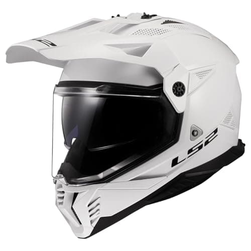 LS2 Helmets Blaze II Adventure Motorcycle Helmet W/SunShield (Gloss White - Large)