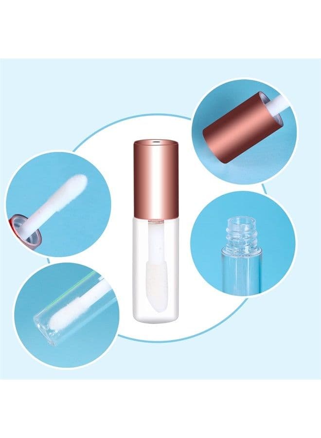 50 Pack 1.2ML Clear Mini Lip Gloss Tube Empty Lip Balm Containers With Rose Gold Lid for Lipstick (Rose Gold)