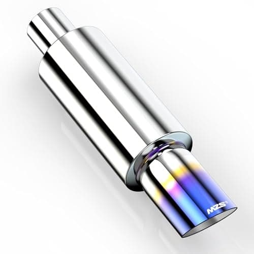 MZS Exhaust Muffler, Stainless Steel Exhaust Tip 15" Length 2.25" Inlet 3" Outlet Universal for Car Sedan SUV Truck Vehicles - Titanium Burnt Tip
