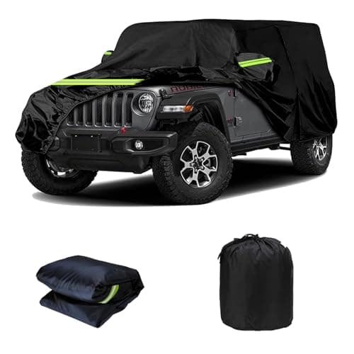 JZAHYUK Waterproof Car Cover for Jeep Wrangler 2 Door, All Weather for Jeep Rain Cover for Automobiles, Outdoor Full Exterior for Jeep Covers Fits JK JL YJ TJ