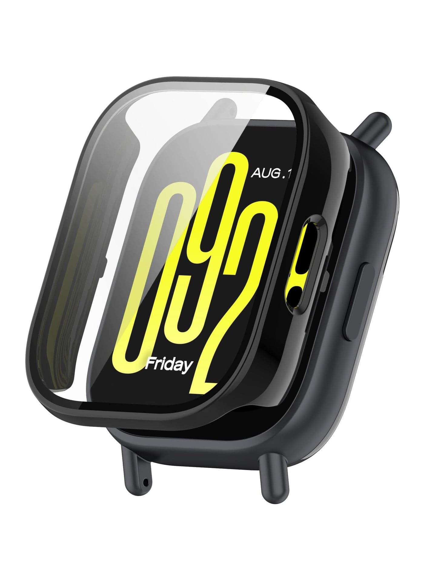 Tempered Glass Protector Case Intended for Xiaomi Redmi Watch 5 Active Smart Watch Replacement Protective Case Cover Full-Coverage Bumper for Xiaomi Redmi Watch 5 Active (Black)