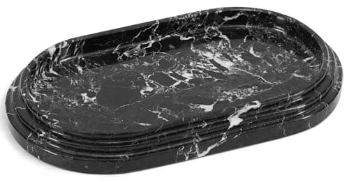 SPESHSTONES Marble Vanity Tray 9.75 Inch Handmade Black Makeup and Perfume Holder for Vanity Decor - Decorative Jewelry Tray, Candle Dish & Coffee Table Tray - Bathroom Countertop Storage Organizer.
