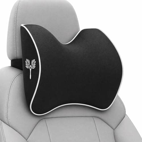 Grin Health Orthopedic Car Neck Rest Pillow – Large Curve | Contour Design for Medium Head-to-Seat Gaps | Memo-Active Foam Cervical Support for Comfortable Driving (Black)