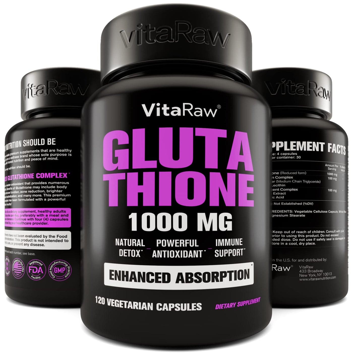 1000mg Glutathione for Immune Support 100mg Absorption Complex Reduced Liposomal Glutathione Supplement with Alpha Lipoic Acid Brain Booster Glowing Skin Liver Support 120 Vegetarian Capsules