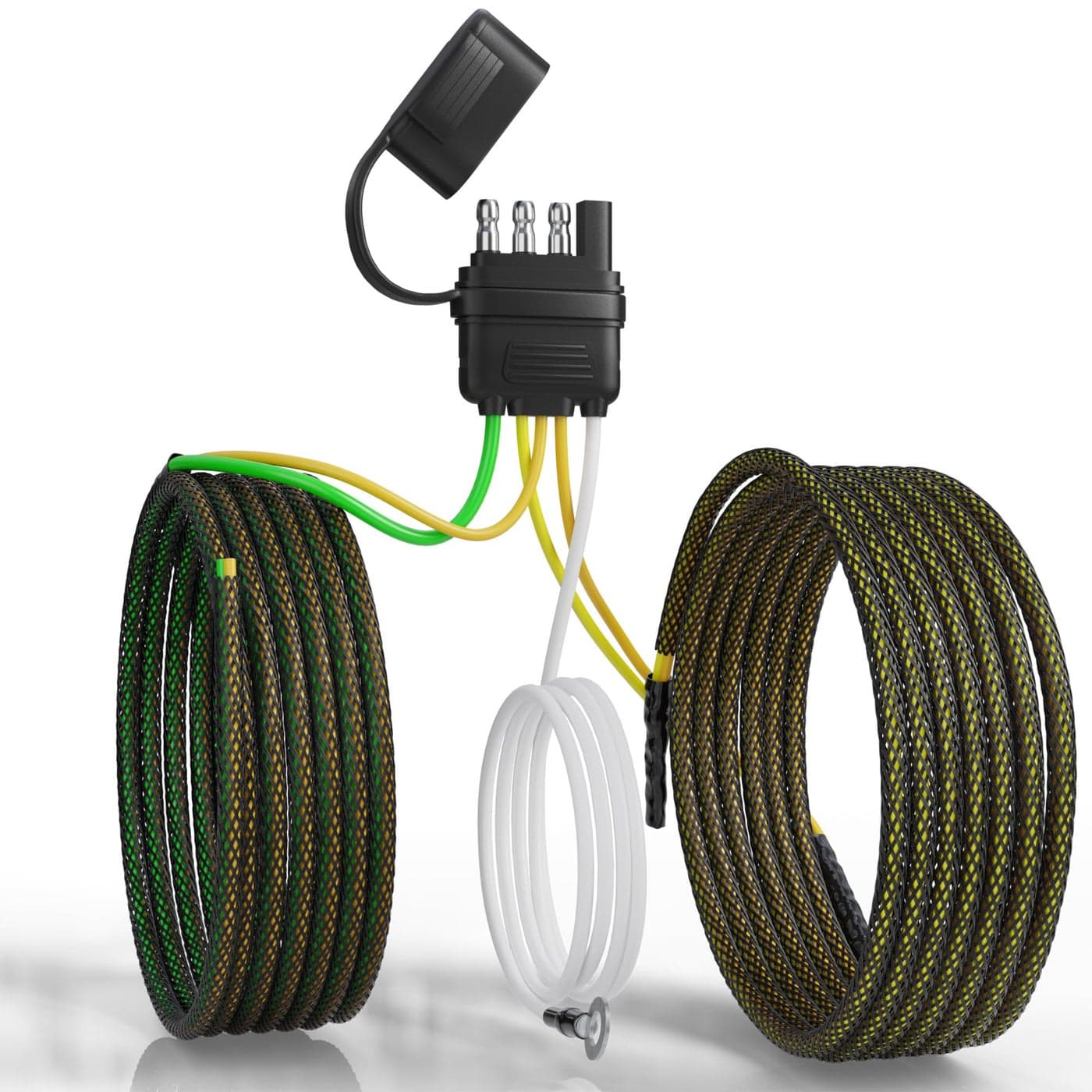 Oyviny 4 Pin 5 Wire Trailer Wiring Harness 22FT for Rewiring BothSide Taillights Pure Copper Wishbond Trailer Light Kit 4 Way Flat 5 Wire Plug wNylon Net Tube Protection