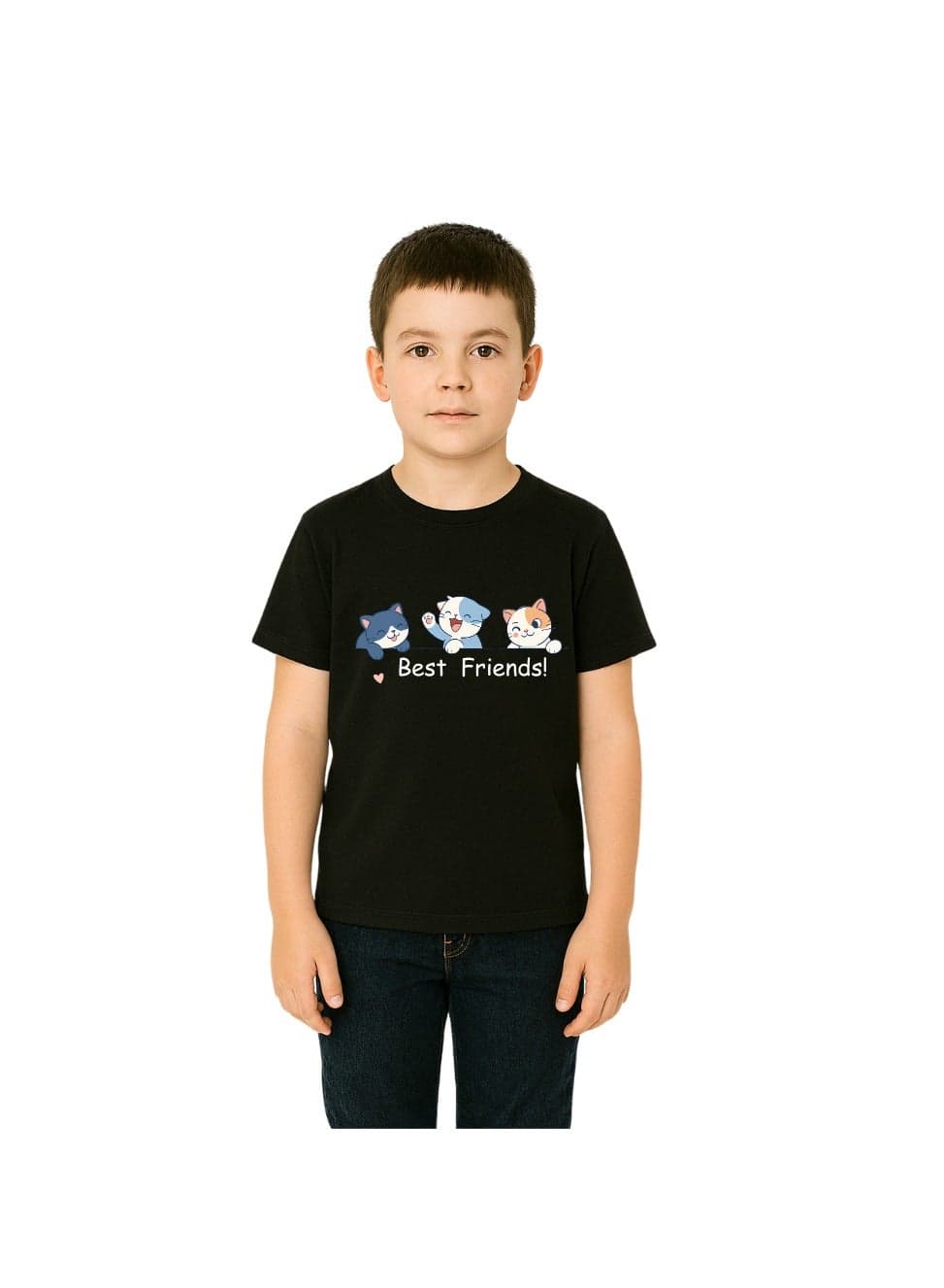 Cat Lover Graphic Printed Boy's Cotton T-Shirt–Round Neck,Short Sleeve,Breathable&Stylish Casual Wear