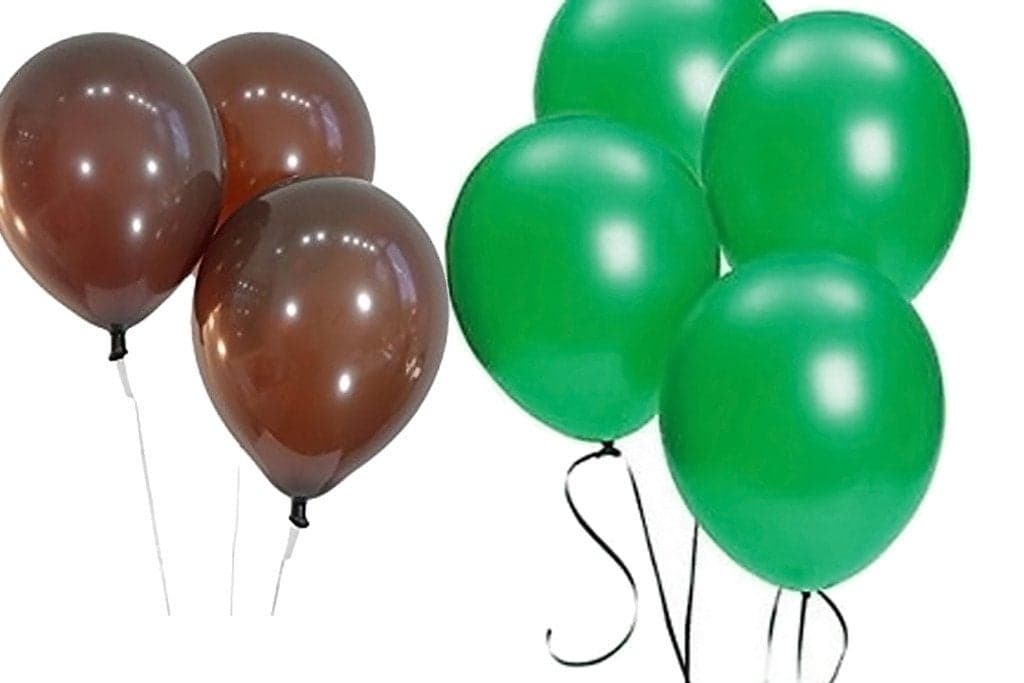 EVISHA HD Latex Big Size Brown & Green Metallic Latex Balloons/Party Decoration/Theme Party/Birthday Party Decoration(Set of 100)