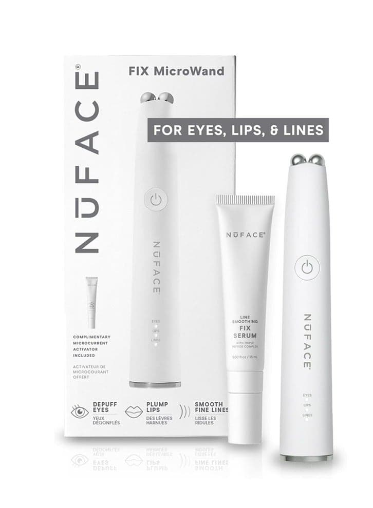 NuFACE FIX MicroWand Microcurrent Facial Device FDA Cleared - Eyes, Lips & Lines Treatment with Serum Activator - Lip Plumper Eye Depuffing Wand Wrinkle & Smile Line Reducer 3 On-the-Go Modes