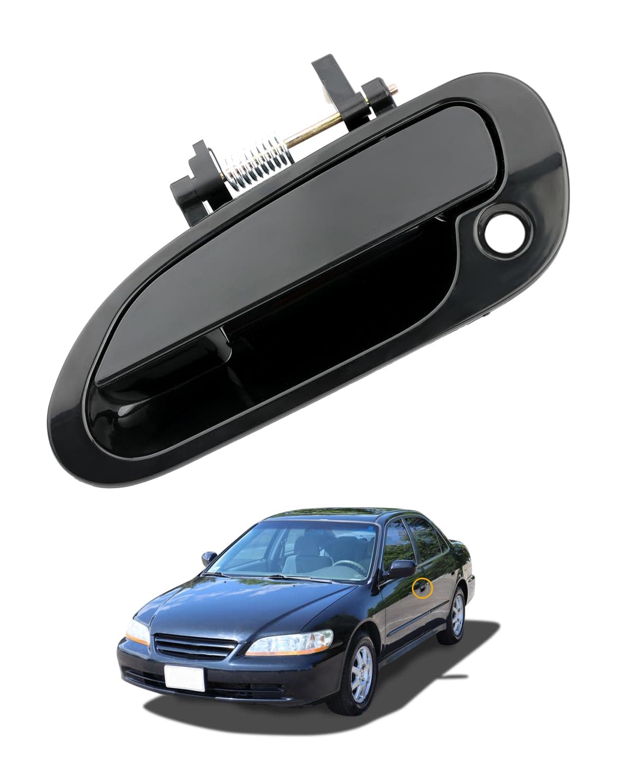 Gledewen Front Left Door Handle, Compatible with 1998-2002 Honda Accord, Black Exterior Front Left Driver Side, Replace# 72180S84A01ZF, 72180S86K12, Outside Outer Door Handle Part