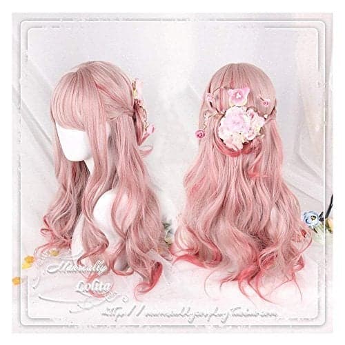 Women Girls Natural Looking Daily Wear Cute Light Purple Fluffy Curly Wig Japan Harajuku Sweet Lolita Club Costume Party Hair with Wig Cap