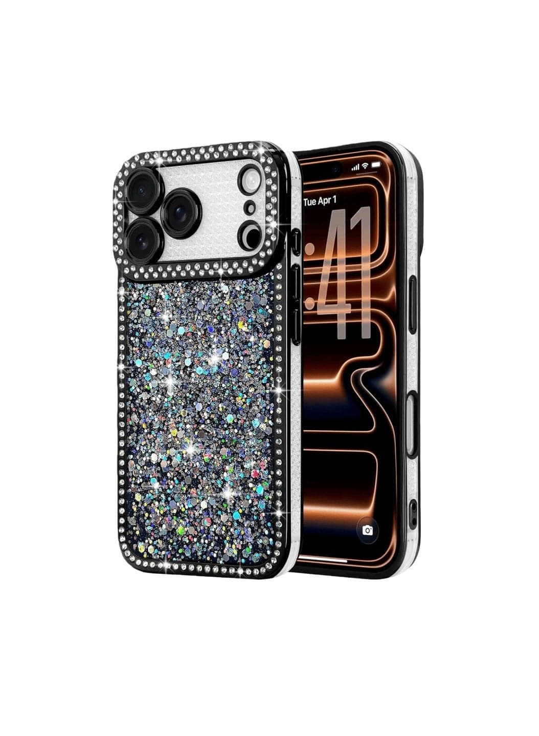 iPhone 17 Pro Max Case 【Screen Camera Protection】 【Wireless Charging Compatible】 【Sparkling Diamond】 Ultra-Thin Shimmering Protective Case For Women Girls Crystal Diamond Design