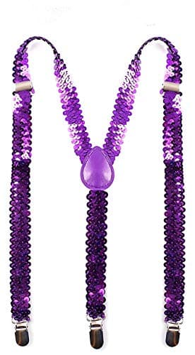 Colorful Sequined Clip-On Suspenders (Purple)
