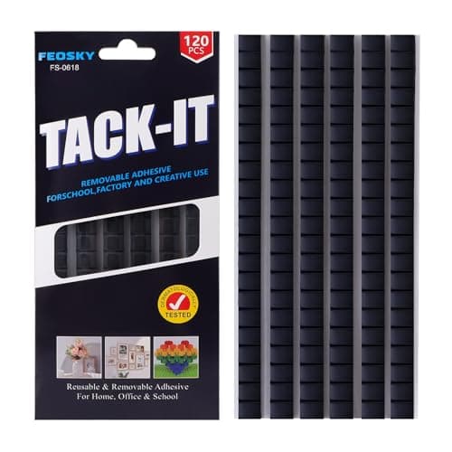 Feosky Adhesive Poster Sticky Tack Putty, Reusable and Removable Adhesive Putty, 120PCS, Mounting Putty for displaying Wall Paintings, Museum Art Photography, Picture, Crafts (Black, Pack of 1)