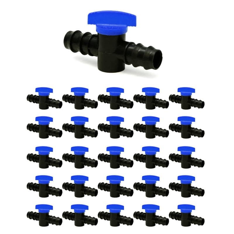 Cinagro 16mm Straight Connector with Tap, Drip Irrigation Accessory, UV-Stabilized Non-Toxic Material, Leak-Proof, Flow Control Tap For Garden Pipes, Planters & Drip Kits, Pack of 25