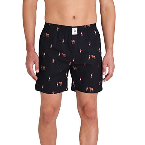 U.S. POLO ASSN. Men Signature Logo Pure Cotton I108 Boxers - Pack Of 1 (Black Players Small)