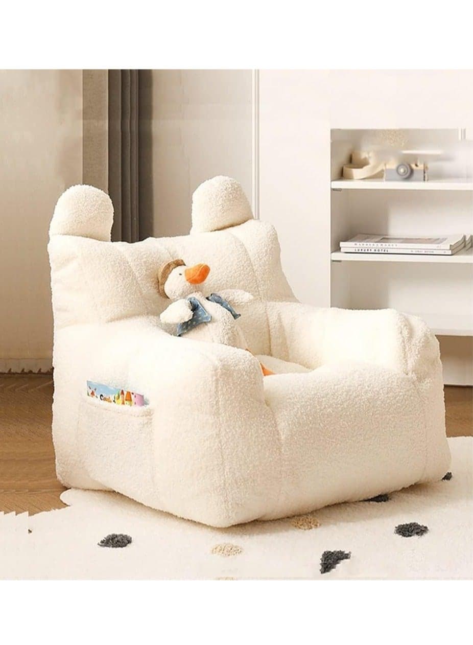 Bean Bag Chair for Kids - Stuffed Animal Storage Bean Bag - Children Sofa Cute Small Bean Bag Chair with Filling Fleece Floor Seat Armchair Boy Girl Bedroom Couch Kids Furniture