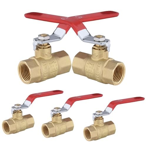GUOFIS 12 Heavy Duty Full Port Brass Ball Valve600 WOG FNPT FIP Threaded Valve for Compressed Air Water Plumbing or Oil5 PackYellow HandleVALVE226
