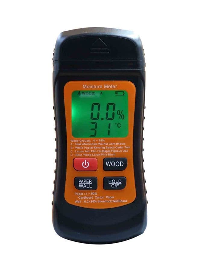 Handheld Moisture Meter with Test Pins for Wood Black