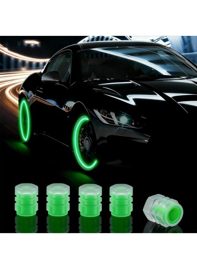 20 Pcs Glow in The Dark Tire Valve Caps Fluorescent Tire Valve Stem Caps, Cool Car Present for Universal Decoration Accessories for Car SUV Bicycle Motorcycles Trucks (Green)