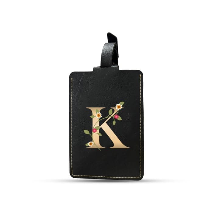 The Messy Corner Blossom |Personalized Luggage Tag| – Travel ID Tag with |Alphabet Initial| | Bag & Backpack Identifier for Men & Women | Unisex Travel Gift | K