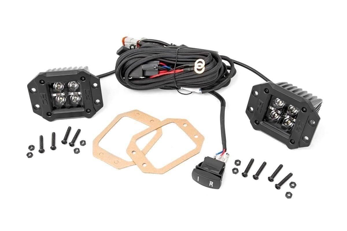 Rough Country 2" Black Series Flush Mount LED Lights | Amber DRL - 70803BLKDRL