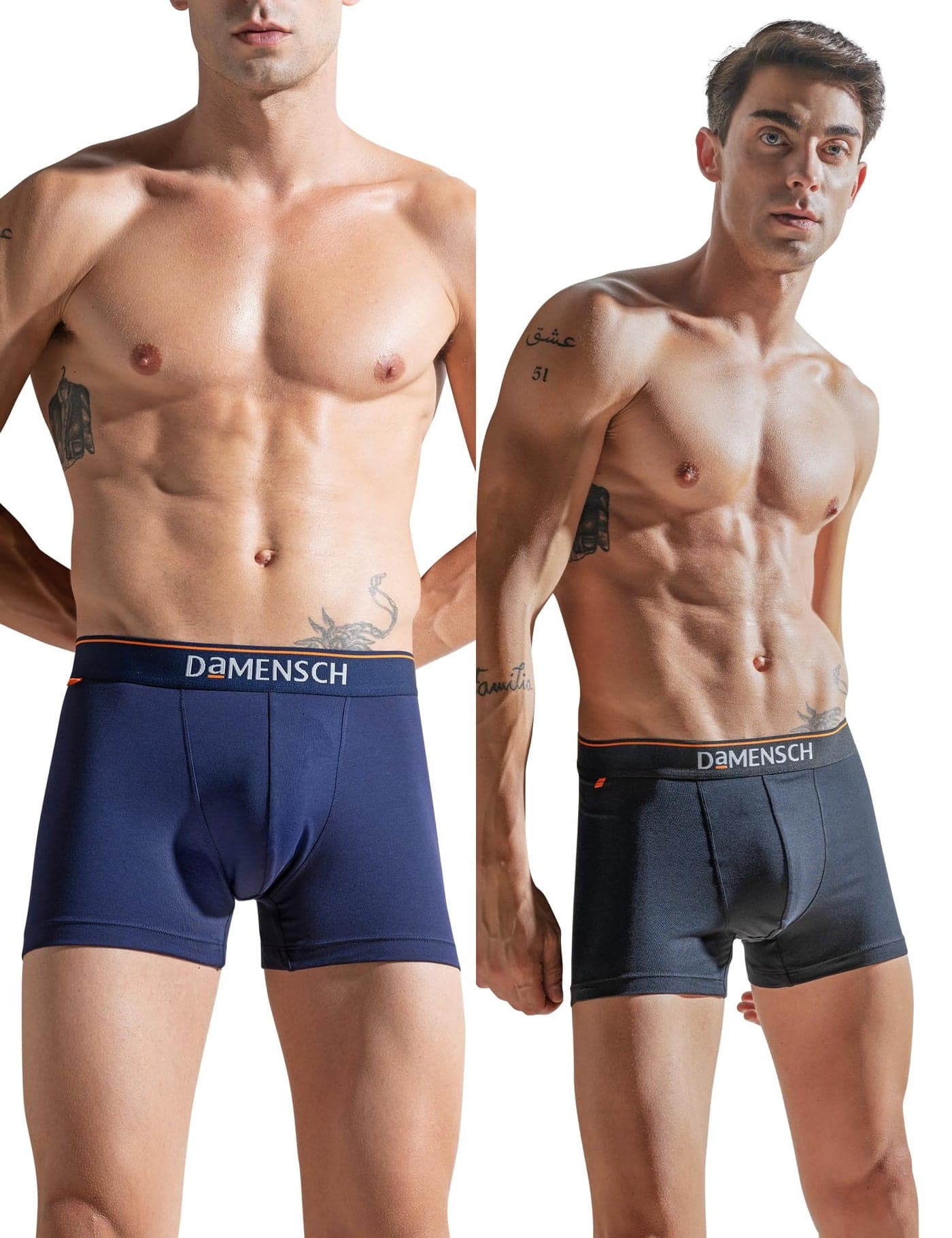DAMENSCH Regular Fit Solid Cotton Blend Trunk Underwear Anti-Bacterial Moisture Wicking Breathable Microfibre Waistband Deo-Cotton Trunks for Men-New Navy,Black Knight-M