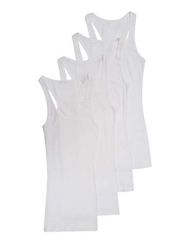 4 Pack Zenana Womens Racerback Tank Tops Med White, White, White, White