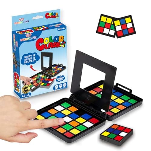 Wembley Color Tiles Cube Puzzle Race Board Game for Kids & Adults Two Player Speed Solving Face Off Brain Teaser Hand Eye Coordination Interactive Compact Engaging Thinking Game