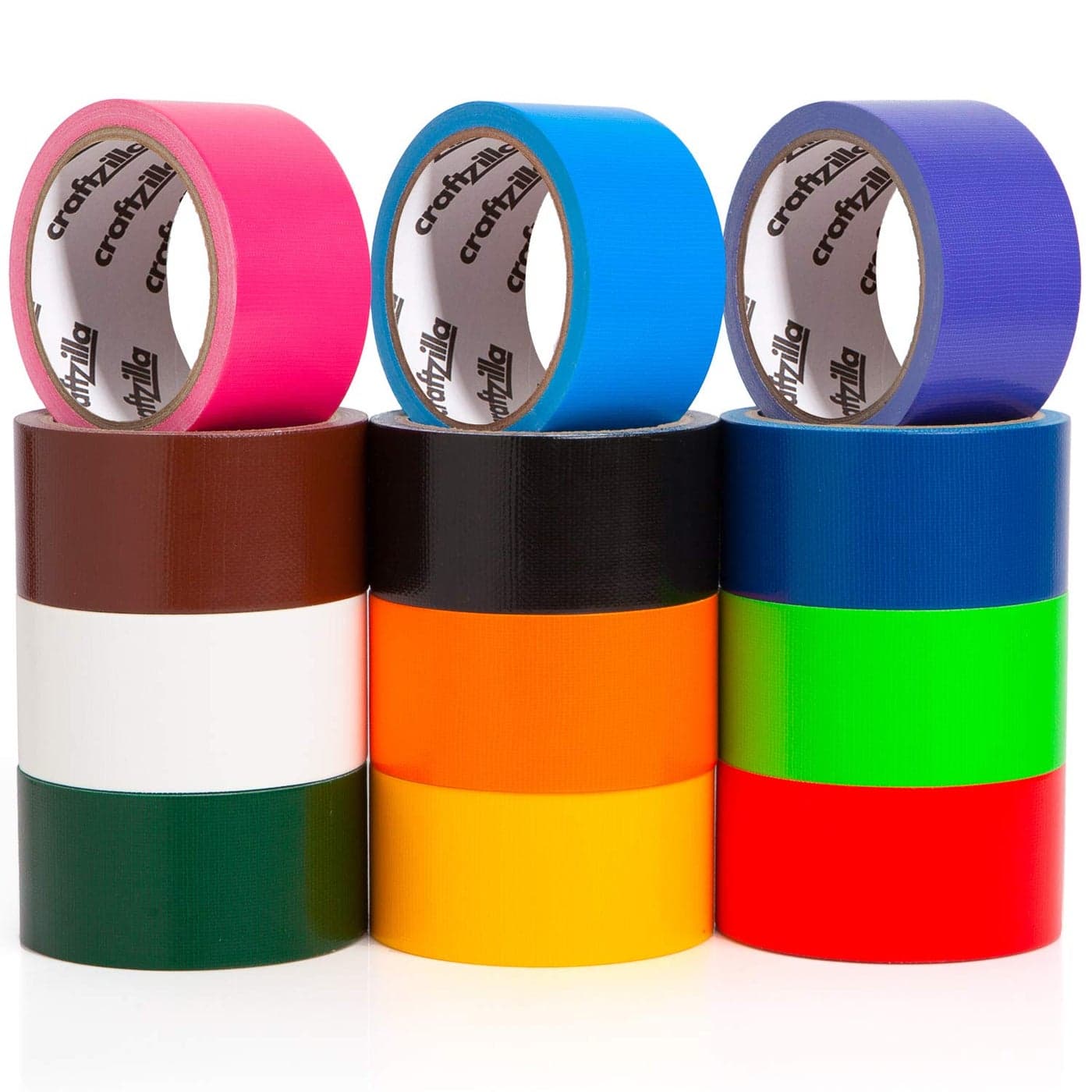 Craftzilla Rainbow Colored Duct Tape 15 Yards x 2 Inch 12 Pack Colored Duct Tape Variety Pack for Arts