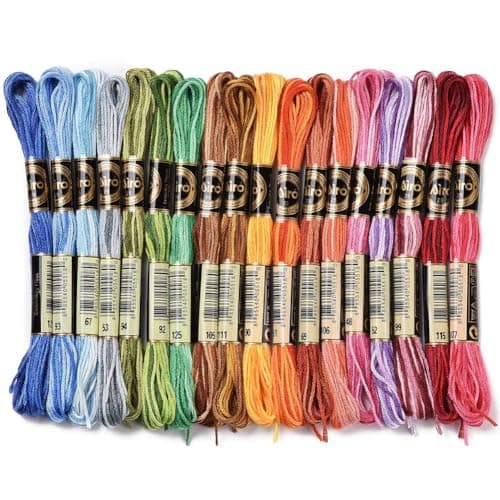 CABODYALS 6 Strands Gradient Polyester Embroidery Floss Variegated Rainbow Crewel Cross Stitch Threads Friendship Bracelet Floss Bulk for Jewelry Making Sewing Holiday Decorations Crafts DIY Projects