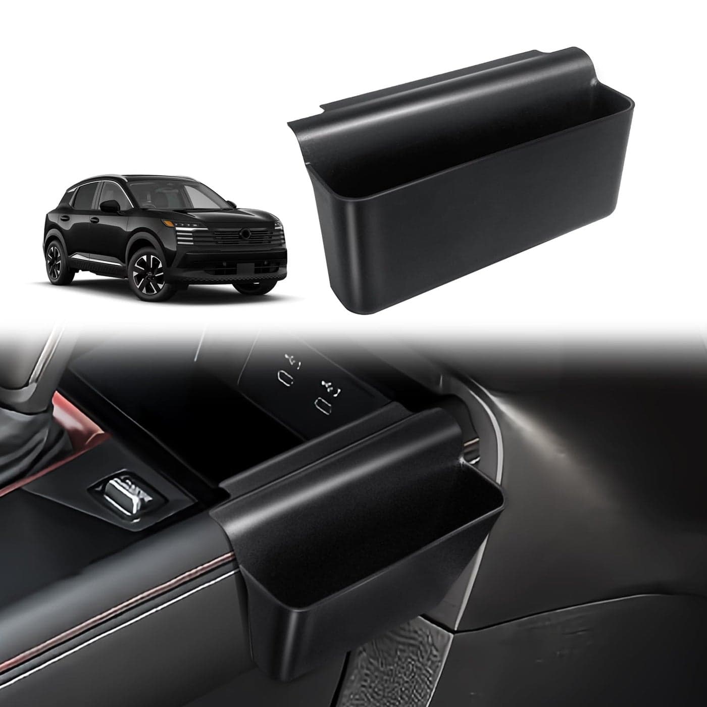 Muslogy Center Console Organizer Compatible with 2025 Nissan Kicks Accessories Shifter Storage Box ABS Material Console Phone Pocket Gear Shift Organizer Passenger Side Only