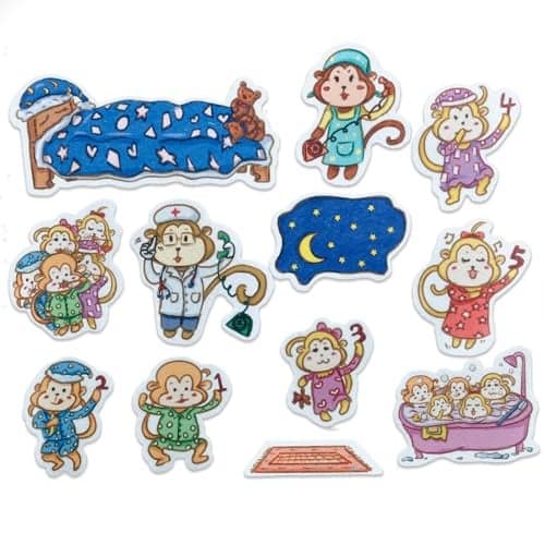 CHEFAN Felt Flannel Board Stories for Toddler Five Little Monkeys Jumping On The Bed Preschool Felt Activities Flannel Graphic