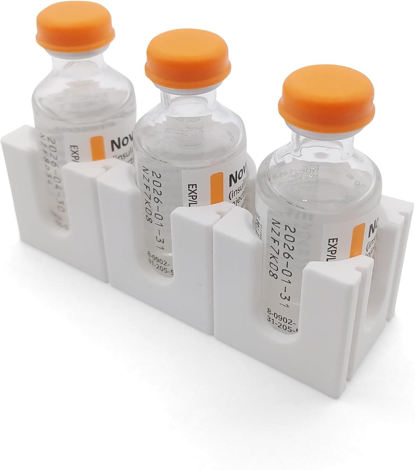 VialHold Fridge Medication Vial Holder and Storage Caddy for 24mm or 1 Inch Diameter Medicine Vials Includes Adhesive Dots for Mounting on Refrigerator Wall Organizer for Insulin Other Vials