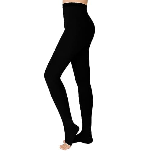 20-30 mmHg Compression Pantyhose for Women, Open Toe Medical Compression Stockings, Waist High Opaque Compression Tights for Edema, Varicose Veins, Swelling, Pregnant, Teacher, Doctor