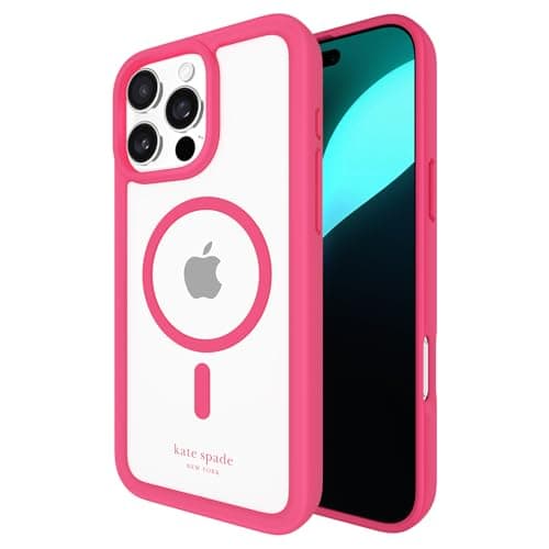 kate spade new york iPhone 16 Pro Max Case - Compatible with MagSafe - Designer Phone Case - Pom Pom Pink