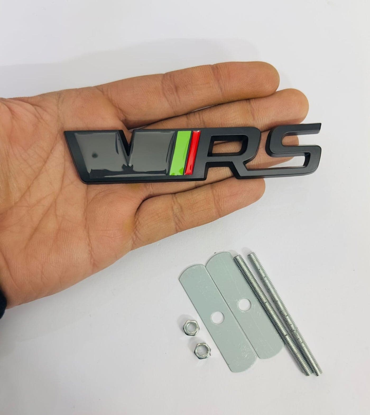 Black VRS Grill Metal Logo 12cmx2.5cm Car Bike Metal Badge Car Emblem 3D Badge Auto Racing Sport Sticker Decal-1 Piece