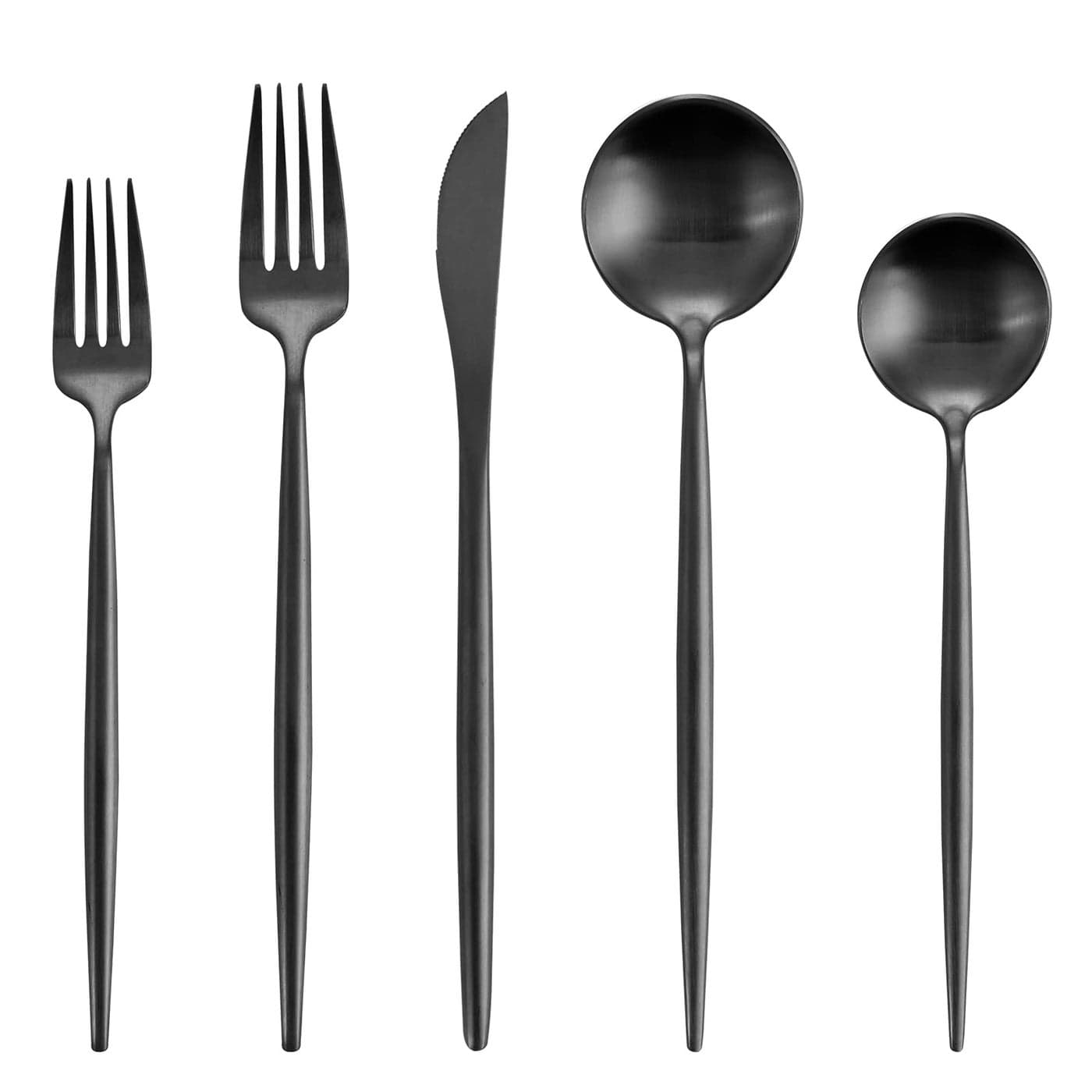 Matte Black Silverware Set Oliviola 20Piece Stainless Steel Flatware Cutlery Set Service for 4 Satin Finish Kitchen Utensil Set Dishwasher Safe