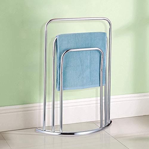 INDIAN DECOR 31235 Classic Free Standing Chrome 3 Bar Towel Rail Rack Holder - Towel Rack - Bathroom Organizer - Chrome